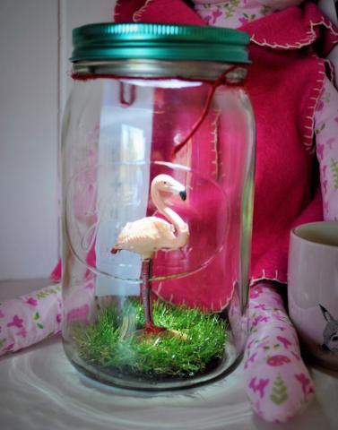 Pink Flamingo Light Jar