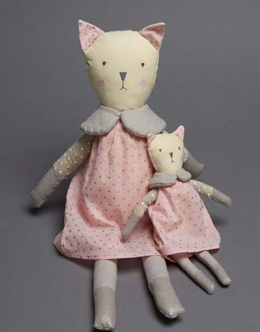 Cat with Pink Dress Rattle